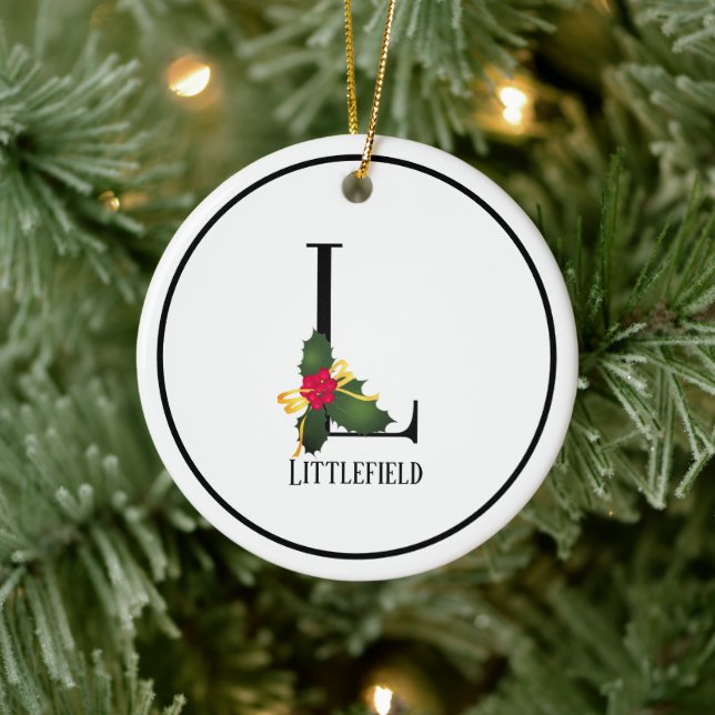 Monogram Letter L Personalisiert Weihnachten Keramik Ornament (Baum)