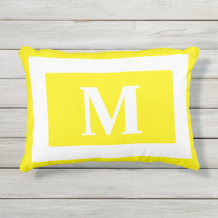 Monogram Letter Lemon Yellow Lumbar Kissen Für Draußen