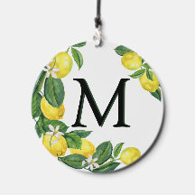 Monogram Letter Lemon Yellow White personalisieren