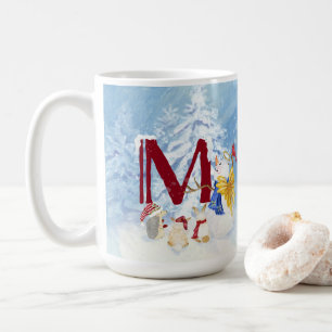 Monogram Letter M Angel Snowman Weihnachten Kaffeetasse