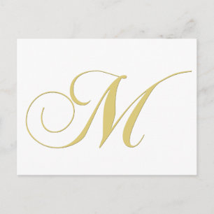 Monogram Letter M Golden Single Postkarte