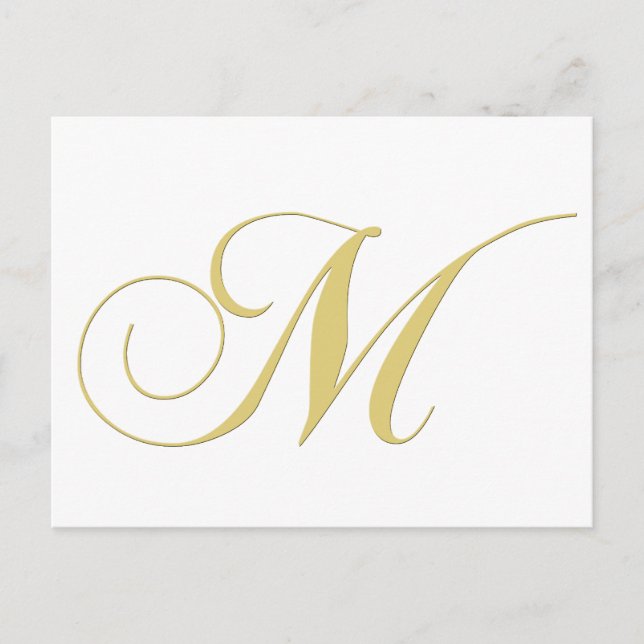Monogram Letter M Golden Single Postkarte (Vorderseite)