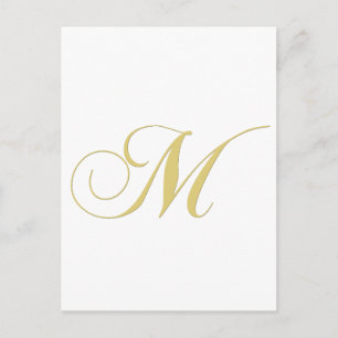Monogram Letter M Golden Single Postkarte
