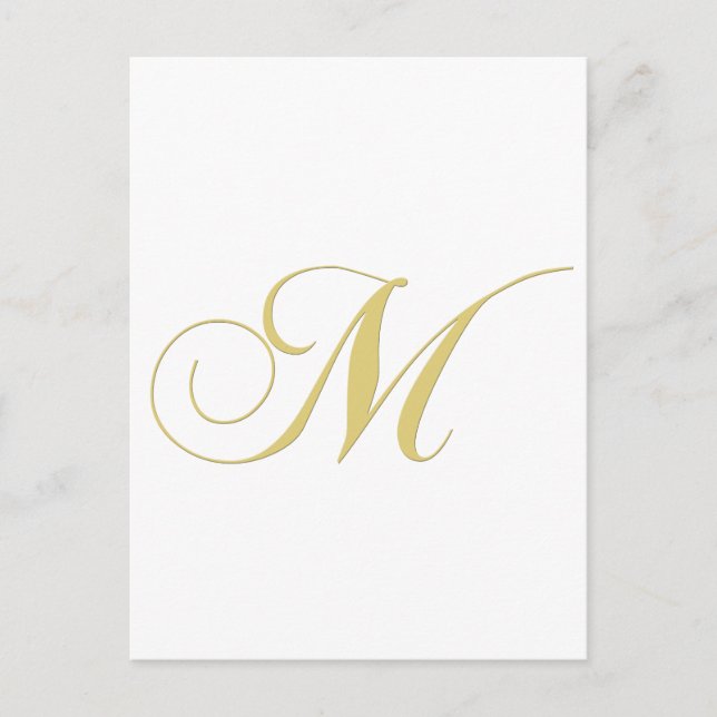 Monogram Letter M Golden Single Postkarte (Vorderseite)