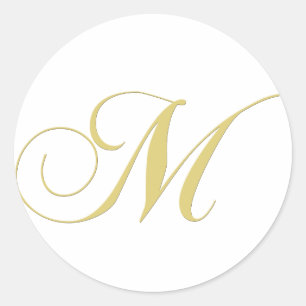 Monogram Letter M Golden Single Runder Aufkleber