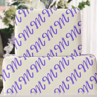 Monogram Letter M Lila Cremewabziehpapier Geschenkpapier