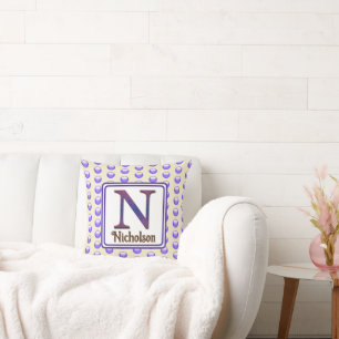 Monogram Letter N Initial Blue Polka Dot Keepake Kissen