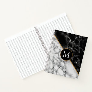 Monogram Letter Notebook-Schwarz-weiß-Marmor Notizbuch
