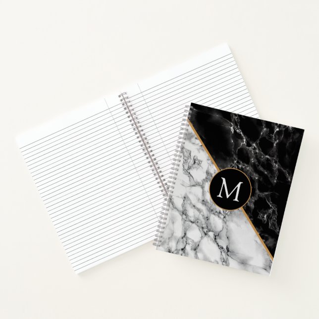 Monogram Letter Notebook-Schwarz-weiß-Marmor Notizbuch (Innenseite)