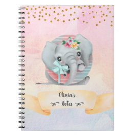 Monogram Letter O Baby Elephant Girl Daily Study Notizblock