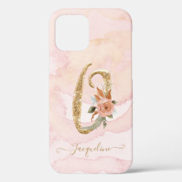 Monogram Letter O Floral Script Gold Aquarell Case-Mate iPhone Hülle