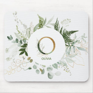 Monogram Letter O Greenerath Wreath Mouse Pad Mousepad
