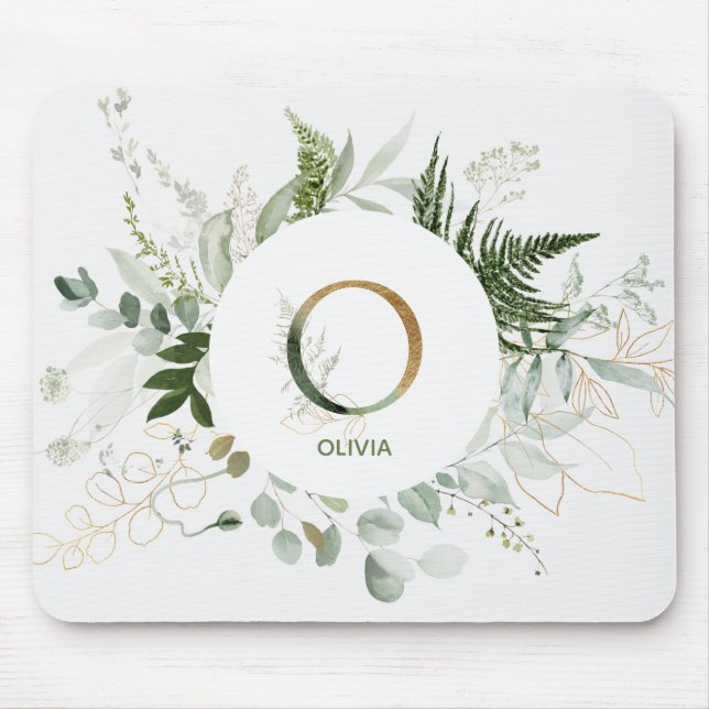Monogram Letter O Greenerath Wreath Mouse Pad Mousepad (Vorne)