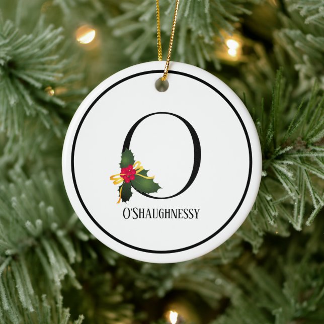 Monogram Letter O Personalisiert Christmas Keramik Ornament (Baum)