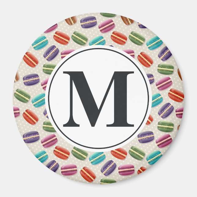 Monogram Letter on Colorful Macaron Pattern Magnet (Vorne)