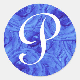 Monogram Letter P Blue Rose Aufkleber