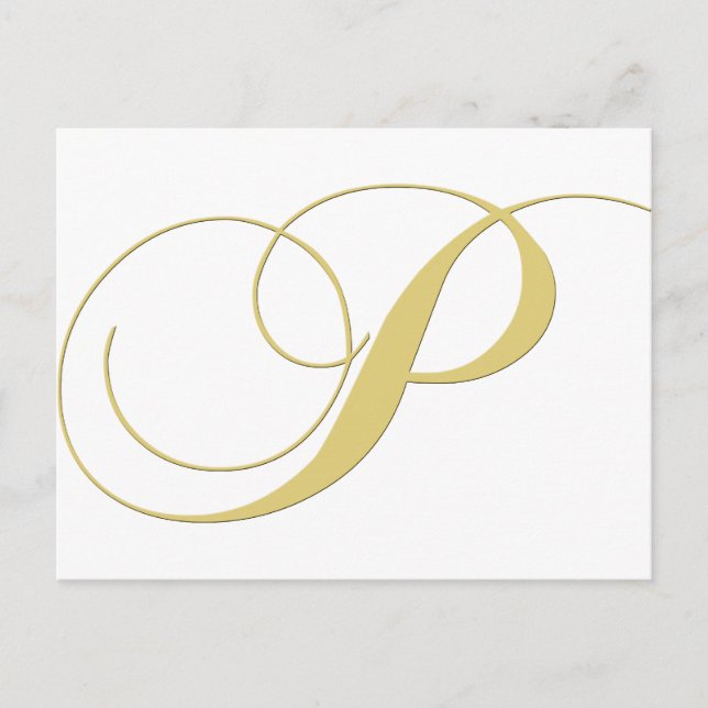 Monogram Letter P Golden Single Postkarte (Vorderseite)