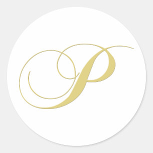 Monogram Letter P Golden Single Runder Aufkleber