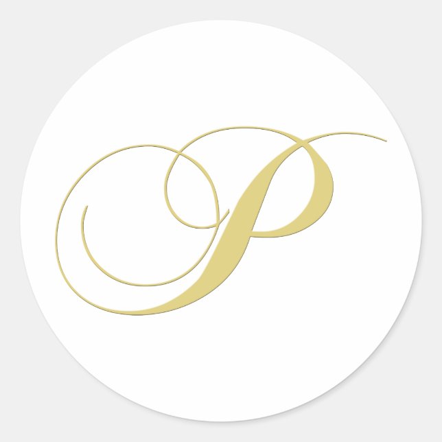Monogram Letter P Golden Single Runder Aufkleber (Vorderseite)