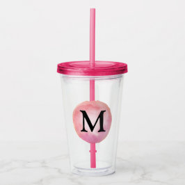 Monogram Letter Pink Watercolor Girl Acryltrinkbecher