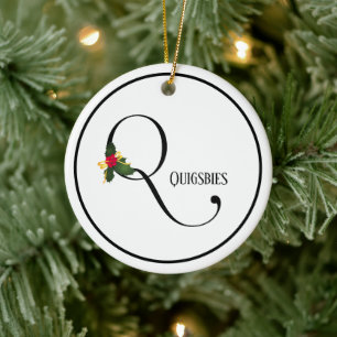 Monogram Letter Q Personalisiert Weihnachten Keramik Ornament