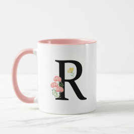 Monogram Letter R Aquarellfarben Blume modern chic Tasse