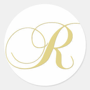 Monogram Letter R Golden Single Runder Aufkleber