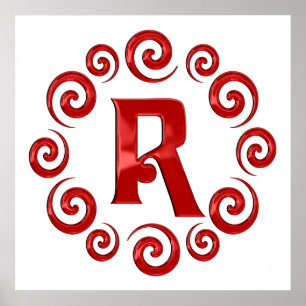 Monogram Letter R Red Poster