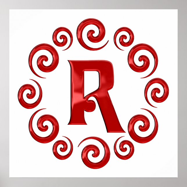 Monogram Letter R Red Poster (Vorne)
