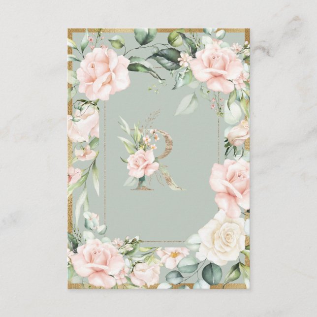 Monogram Letter R Wedding Danke Card (Vorderseite)