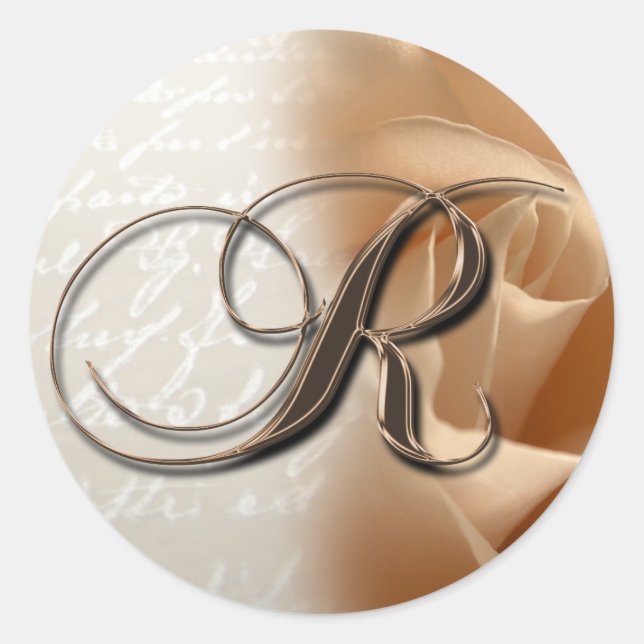 Monogram Letter R Wedding Umschlag Aufkleber (Vorderseite)