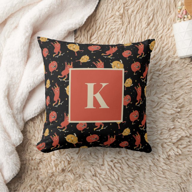 Monogram Letter Retro-Maskenmuster Kissen (Decke)