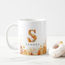 Monogram Letter S-Herbstlaub Kaffeetasse