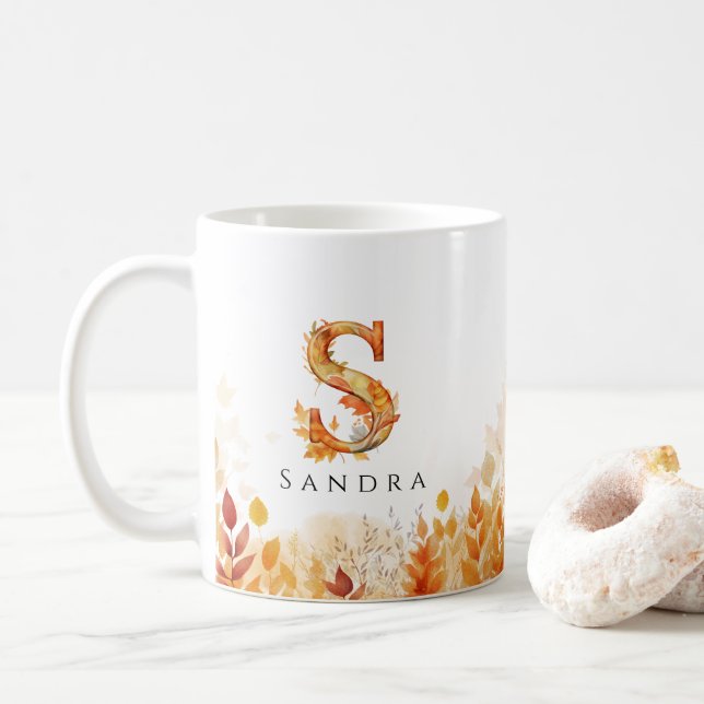 Monogram Letter S-Herbstlaub Kaffeetasse (Mit Donut)