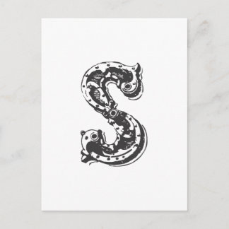 Monogram Letter S in Schwarz Postkarte