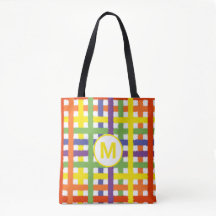 Monogram Letter Summer Beach Fun Rainbow Kariert