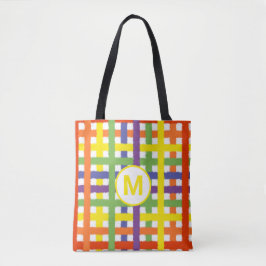 Monogram Letter Summer Beach Fun Rainbow Kariert
