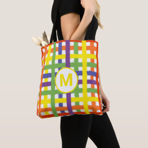 Monogram Letter Summer Beach Fun Rainbow Kariert
