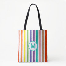 Monogram Letter Summer Beach Fun Rainbow Strip