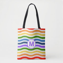 Monogram Letter Summer Beach Fun Rainbow Waves