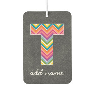 Monogram Letter T - Chalkboard and Bright Chevrons Autolufterfrischer