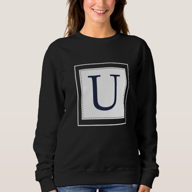 Monogram Letter U Alphabet U Initial Navy Blue   Sweatshirt (Vorderseite)
