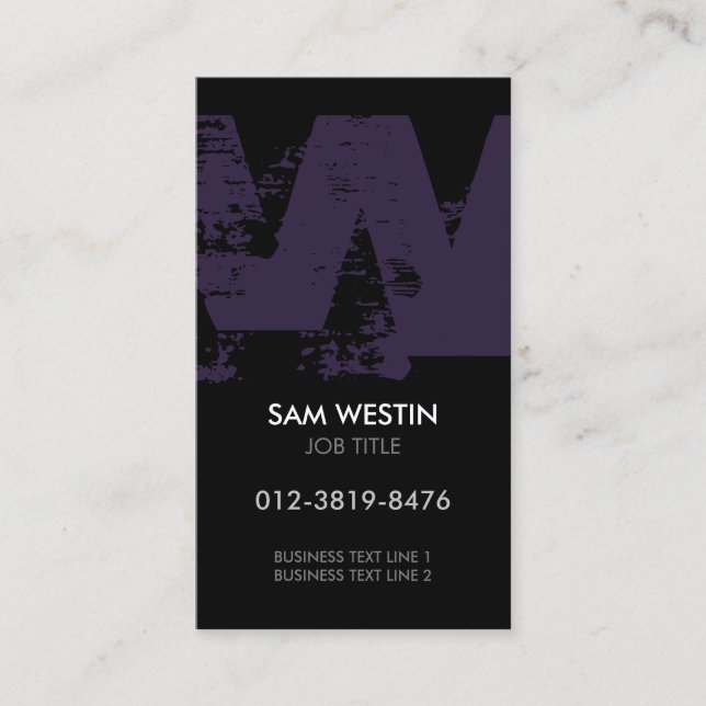 Monogram Letter W Business Card Visitenkarte (Vorderseite)