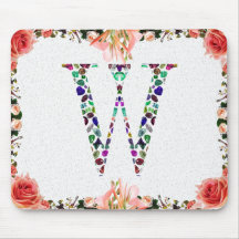 Monogram Letter W - Gemstone Initial Design