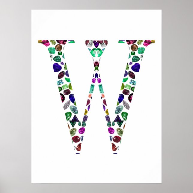 Monogram Letter W - Gemstone Initial Design Poster (Vorne)