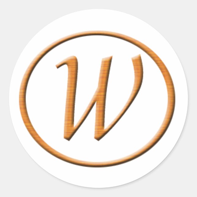 Monogram Letter W Wood look Runder Aufkleber (Vorderseite)