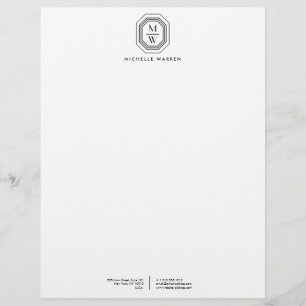 Monogram Letterhead in Schwarz/Weiß Briefkopf