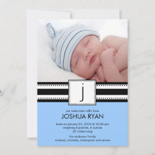 Monogram LetterJ Baby FOTO Geburtsankündigung Ankündigung