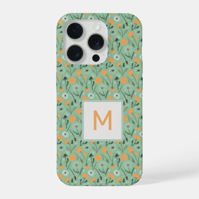 Monogram-Leuchter-Blume Orangefarbenes Muster iPhone Hülle (Rückseite)