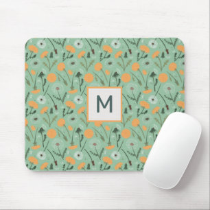 Monogram-Leuchter-Blume Orangefarbenes Muster Mousepad